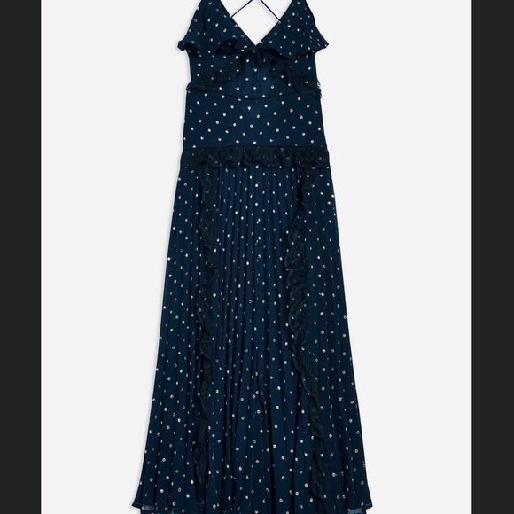 Topshop Lace Metallic Thread Pleat Maxi Dress - Picture 2 of 7